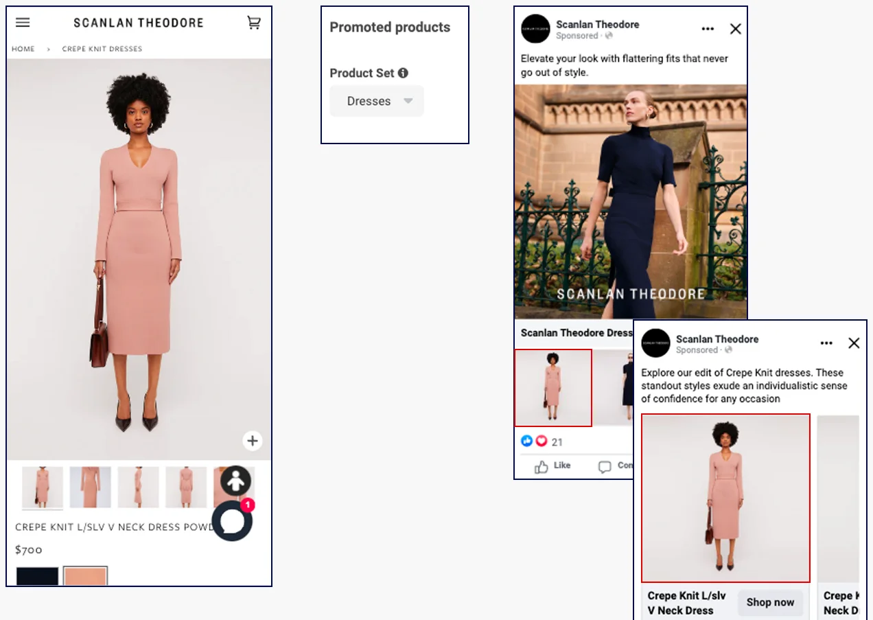 Catalog product sets segmented by collection.