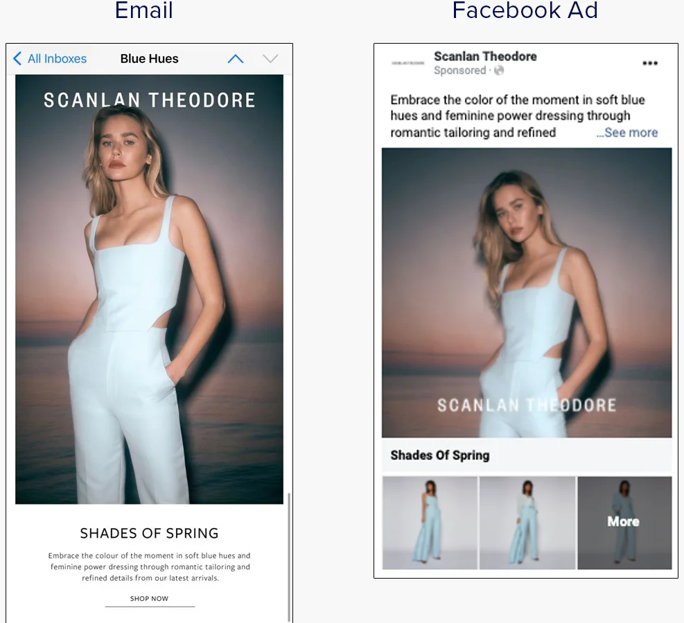 Synchronized email + Meta drop creative.