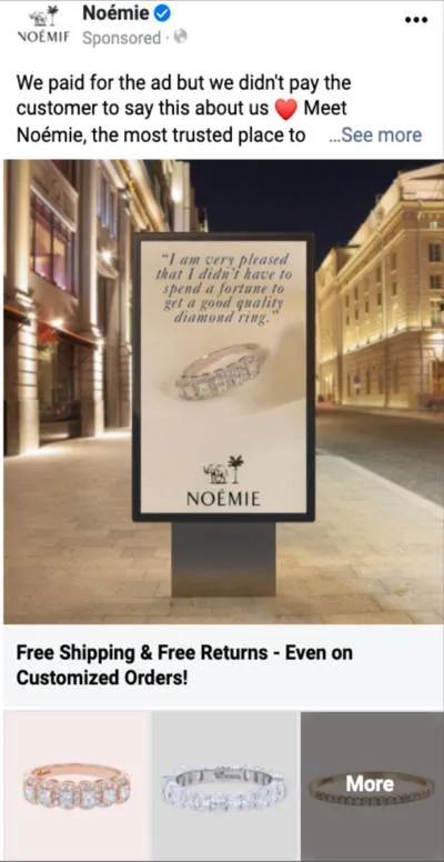 UGC / Customer Testimonials creative format reference example
