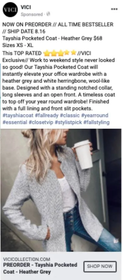 UGC / Customer Testimonials creative format reference example